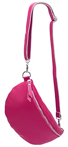 SH Leder ® echt Leder Hüfttasche Damen Herren Unisex Gürteltasche für Festival Reise Bauchtasche große Crossbody Bag Frauen Ledertasche 30x18cm Lala G399 (PINK) von SH Leder