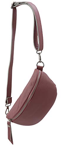 SH Leder ® echt Leder Hüfttasche Damen Herren Unisex Gürteltasche für Festival Reise Bauchtasche kleine Crossbody Bag Frauen Ledertasche 23x12cm AVA G292 (Altrosa) von SH Leder