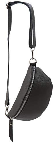 SH Leder ® echt Leder Hüfttasche Damen Herren Unisex Gürteltasche für Festival Reise Bauchtasche kleine Crossbody Bag Frauen Ledertasche 23x12cm AVA G292 (Dunkelgrau) von SH Leder