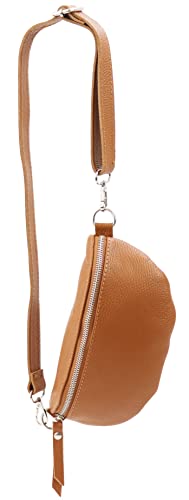 SH Leder ® echt Leder Hüfttasche Damen Herren Unisex Gürteltasche für Festival Reise Bauchtasche kleine Crossbody Bag Frauen Ledertasche 23x12cm AVA G292 (Hell Cognac) von SH Leder