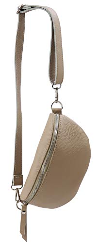 SH Leder ® echt Leder Hüfttasche Damen Herren Unisex Gürteltasche für Festival Reise Bauchtasche kleine Crossbody Bag Frauen Ledertasche 23x12cm AVA G292 (Helltaupe) von SH Leder