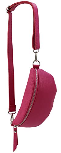 SH Leder ® echt Leder Hüfttasche Damen Herren Unisex Gürteltasche für Festival Reise Bauchtasche kleine Crossbody Bag Frauen Ledertasche 23x12cm AVA G292 (Pink) von SH Leder