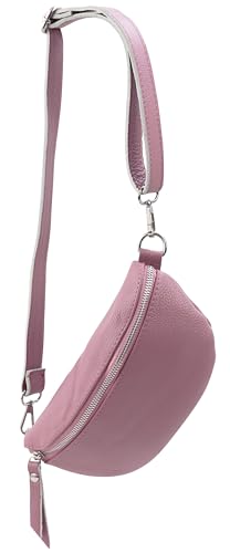 SH Leder ® echt Leder Hüfttasche Damen Herren Unisex Gürteltasche für Festival Reise Bauchtasche kleine Crossbody Bag Frauen Ledertasche 23x12cm AVA G292 (Rosa-Hell-Lila) von SH Leder