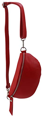 SH Leder ® echt Leder Hüfttasche Damen Herren Unisex Gürteltasche für Festival Reise Bauchtasche kleine Crossbody Bag Frauen Ledertasche 23x12cm AVA G292 (Rot) von SH Leder