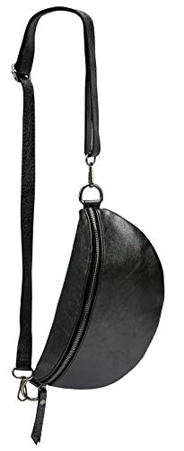 SH Leder ® echt Leder Hüfttasche Damen Herren Unisex Gürteltasche für Festival Reise Bauchtasche mittelgroße Crossbody Bag Frauen Ledertasche 27x15cm Karla G359 (Anthrazit Metallic) von SH Leder