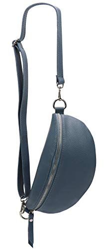 SH Leder ® echt Leder Hüfttasche Damen Herren Unisex Gürteltasche für Festival Reise Bauchtasche mittelgroße Crossbody Bag Frauen Ledertasche 27x15cm Karla G359 (Jeansblau) von SH Leder