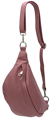 SH Leder ® echt Leder Hüfttasche Damen Herren Unisex Gürteltasche für Festival Reise Bauchtasche mittelgroße Crossbody Bag Frauen Ledertasche 32x17cm Marie G528 (Altrosa) von SH Leder