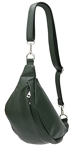 SH Leder ® echt Leder Hüfttasche Damen Herren Unisex Gürteltasche für Festival Reise Bauchtasche mittelgroße Crossbody Bag Frauen Ledertasche 32x17cm Marie G528 (Flachengrün) von SH Leder