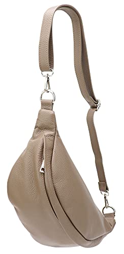 SH Leder ® echt Leder Hüfttasche Damen Herren Unisex Gürteltasche für Festival Reise Bauchtasche mittelgroße Crossbody Bag Frauen Ledertasche 32x17cm Marie G528 (Hell Taupe) von SH Leder