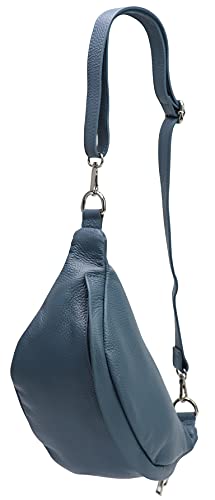 SH Leder ® echt Leder Hüfttasche Damen Herren Unisex Gürteltasche für Festival Reise Bauchtasche mittelgroße Crossbody Bag Frauen Ledertasche 32x17cm Marie G528 (Jeansblau) von SH Leder