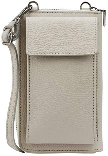 SH Leder Damen Handytasche Umhängetasche Geldbörse Multifunktion Beutel aus Echtleder Verstellbar Schultergurt Handy bis 6,5 Zoll 11,50x19cm Sarah G339 (Sand Beige) von SH Leder