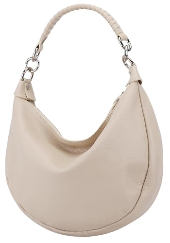 SH Leder Echtleder Damen Halbmondförmige Tasche stylisch bananentasche Umhängetasche Leder 30x22cm Mina G668 (Beige) von SH Leder