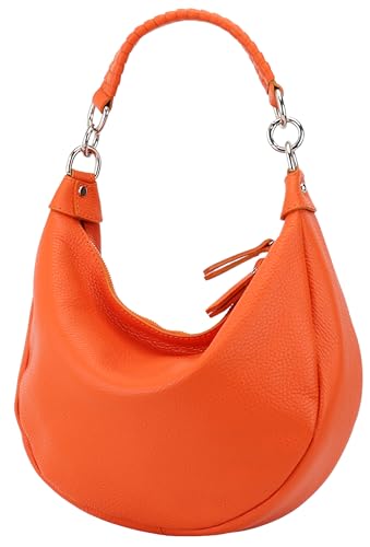 SH Leder Echtleder Damen Halbmondförmige Tasche stylisch bananentasche Umhängetasche Leder 30x22cm Mina G668 (Orange) von SH Leder