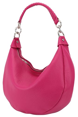 SH Leder Echtleder Damen Halbmondförmige Tasche stylisch bananentasche Umhängetasche Leder 30x22cm Mina G668 (Pink) von SH Leder