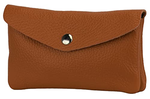 SH Leder Echtleder Kleine handliche Kartenetui Geldbörse Reise Sport Urlaub compackt Lifestyle Unisex 15x9cm Mila B085 (Cognac) von SH Leder