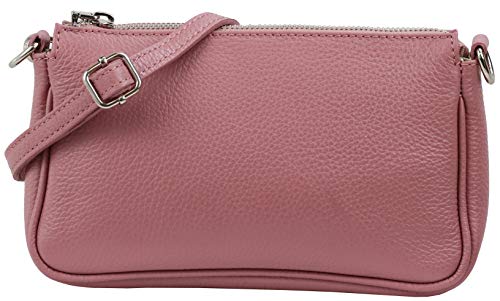 SH Leder Echtleder Schultertasche Umhängetasche Handtaschen Clutch kleine Tasche Abendtasche 23x13cm Jennie G323 (ALTROSA) von SH Leder