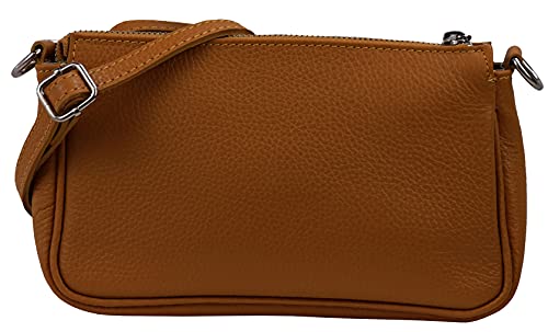 SH Leder Echtleder Schultertasche Umhängetasche Handtaschen Clutch kleine Tasche Abendtasche 23x13cm Jennie G323 (Dunkel Cognac) von SH Leder