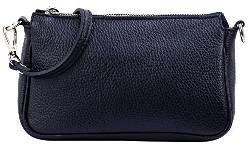 SH Leder Echtleder Schultertasche Umhängetasche Handtaschen Clutch kleine Tasche Abendtasche 23x13cm Jennie G323 (Dunkelblau) von SH Leder