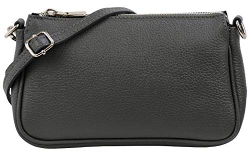 SH Leder Echtleder Schultertasche Umhängetasche Handtaschen Clutch kleine Tasche Abendtasche 23x13cm Jennie G323 (Dunkelgrau) von SH Leder