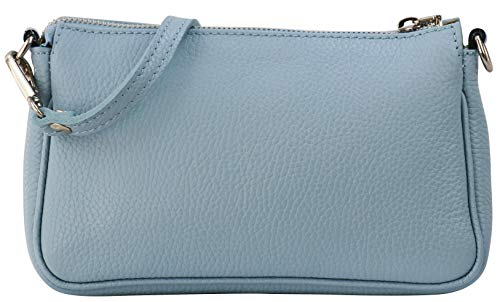 SH Leder Echtleder Schultertasche Umhängetasche Handtaschen Clutch kleine Tasche Abendtasche 23x13cm Jennie G323 (Hellblau) von SH Leder