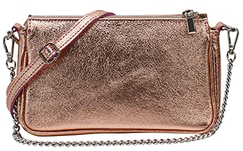 SH Leder Echtleder Schultertasche Umhängetasche Handtaschen Clutch kleine Tasche Abendtasche 23x13cm Jennie G323 (Rosegold) von SH Leder