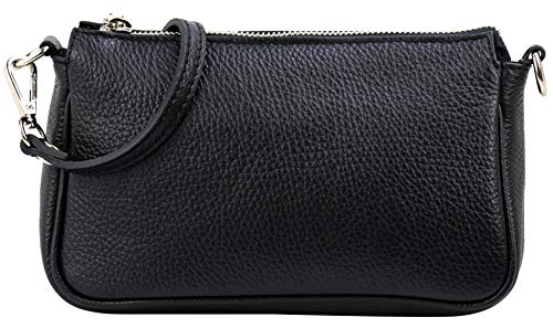 SH Leder Echtleder Schultertasche Umhängetasche Handtaschen Clutch kleine Tasche Abendtasche 23x13cm Jennie G323 (Schwarz) von SH Leder