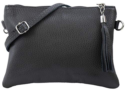 SH Leder Echtleder Umhängetasche Clutch kleine Tasche Abendtasche 22x15cm Anny G248 (Dunkelgrau) von SH Leder