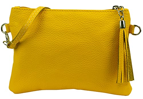 SH Leder Echtleder Umhängetasche Clutch kleine Tasche Abendtasche 22x15cm Anny G248 (Gelb) von SH Leder