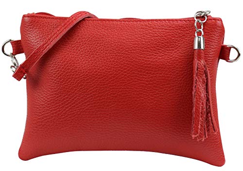 SH Leder Echtleder Umhängetasche Clutch kleine Tasche Abendtasche 22x15cm Anny G248 (Rot) von SH Leder