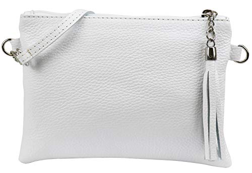 SH Leder Echtleder Umhängetasche Clutch kleine Tasche Abendtasche 22x15cm Anny G248 (Weiss) von SH Leder