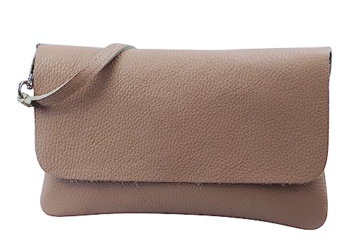 SH Leder Echtleder Umhängetasche Clutch kleine Tasche Abendtasche 24,50x15cm Ely G149 (Nude Altrosa) von SH Leder