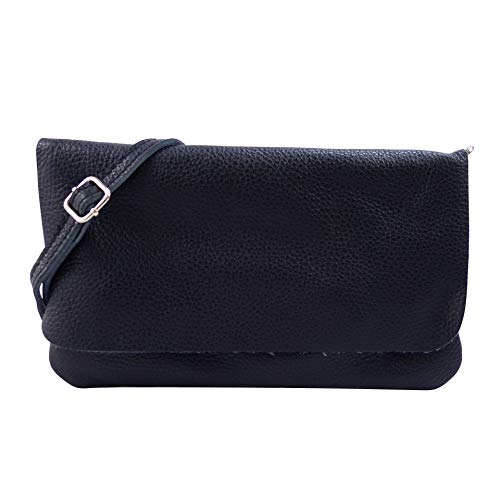 SH Leder Echtleder Umhängetasche Clutch kleine Tasche Abendtasche 24,50x15cm Ely G149 (Dunkel Blau) von SH Leder