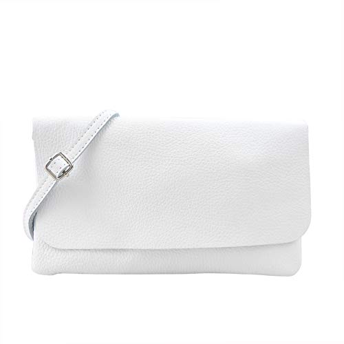 SH Leder Echtleder Umhängetasche Clutch kleine Tasche Abendtasche 24,50x15cm Ely G149 (Weiss) von SH Leder