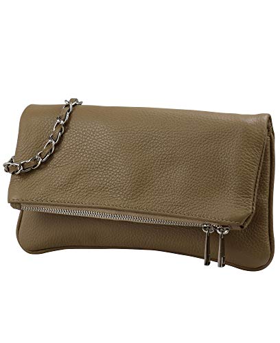 SH Leder Echtleder Umhängetasche Clutch kleine Tasche Abendtasche 26x14cm Mia G389 (Taupe) von SH Leder