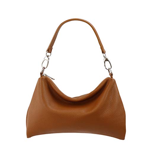 SH Leder Echtleder Umhängetasche mittelgroße schultertasche Abendtasche Clutch Crossbody Bag Messenger Handtasche mit Reißverschluss 33x20cm Lovelin G393 (Cognac) von SH Leder