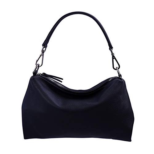 SH Leder Echtleder Umhängetasche mittelgroße schultertasche Abendtasche Clutch Crossbody Bag Messenger Handtasche mit Reißverschluss 33x20cm Lovelin G393 (Dunkelblau) von SH Leder