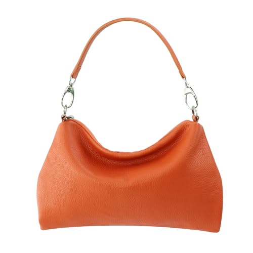 SH Leder Echtleder Umhängetasche mittelgroße schultertasche Abendtasche Clutch Crossbody Bag Messenger Handtasche mit Reißverschluss 33x20cm Lovelin G393 (Orange) von SH Leder