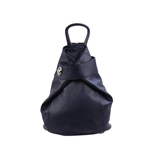 SH Leder Leichter echt Leder Damenrucksack CityRucksack Daypack Frauen Rucksack in Genarbt Rindleder 29x34cm Pamela G2517 (Dunkel Blau) von SH Leder