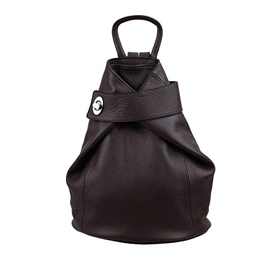 SH Leder Leichter echt Leder Damenrucksack CityRucksack Daypack Frauen Rucksack in Genarbt Rindleder 29x34cm Pamela G2517 (Dunkel Braun) von SH Leder