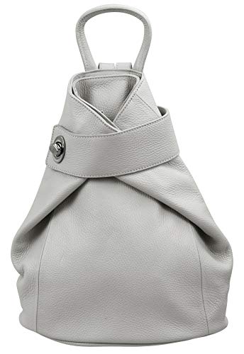 SH Leder Leichter echt Leder Damenrucksack CityRucksack Daypack Frauen Rucksack in Genarbt Rindleder 29x34cm Pamela G2517 (Hell Grau) von SH Leder