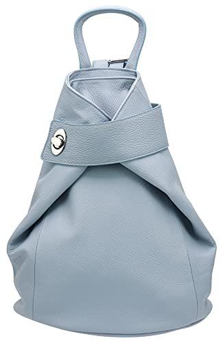 SH Leder Leichter echt Leder Damenrucksack CityRucksack Daypack Frauen Rucksack in Genarbt Rindleder 29x34cm Pamela G2517 (Hellblau) von SH Leder