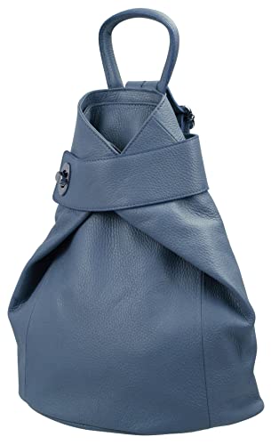 SH Leder Leichter echt Leder Damenrucksack CityRucksack Daypack Frauen Rucksack in Genarbt Rindleder 29x34cm Pamela G2517 (Jeansblau) von SH Leder