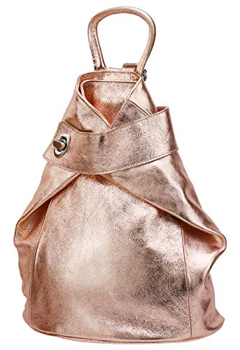 SH Leder Leichter echt Leder Damenrucksack CityRucksack Daypack Frauen Rucksack in Genarbt Rindleder 29x34cm Pamela G2517 (Rosegold) von SH Leder