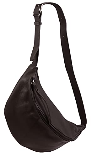 SH Leder echt Leder Damen Unisex Brusttasche für Festival Reise mittelgross Hüfttasche Crossbody Bag Frauen Ledertasche 37x21cm Fania G697 (Dunkelbraun) von SH Leder