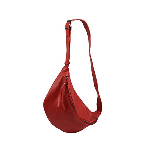 SH Leder echt Leder Damen Unisex Brusttasche für Festival Reise mittelgross Hüfttasche Crossbody Bag Frauen Ledertasche 37x21cm Fania G697 (Rot) von SH Leder