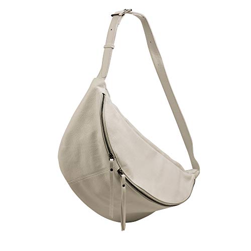 SH Leder echt Leder Damen Unisex Brusttasche für Festival Reise XXL Gross Hüfttasche Crossbody Bag Frauen Ledertasche 49x28cm Daniela G768 (Beige) von SH Leder