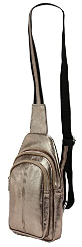 SH Leder echt Leder Damen unisex Brusttasche für Festival Reise mittelgross Hüfttasche Crossbody Bag Frauen Ledertasche 16x29cm Anita G545 (Bronze) von SH Leder