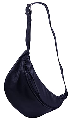 SH Leder echt Leder Damen unisex Brusttasche für Festival Reise mittelgross Hüfttasche Crossbody Bag Frauen Ledertasche 37x21cm Fania G697 (Dunkel Blau) von SH Leder