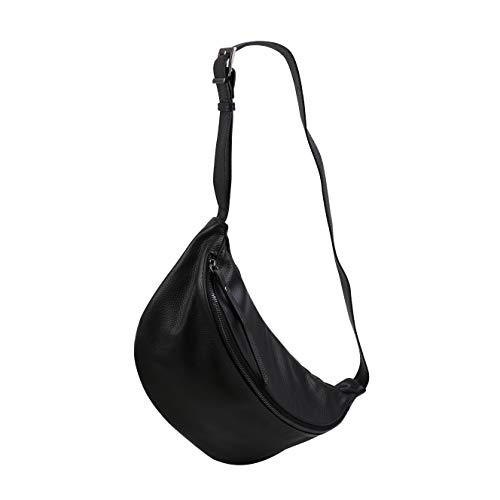 SH Leder echt Leder Damen unisex Brusttasche für Festival Reise mittelgross Hüfttasche Crossbody Bag Frauen Ledertasche 37x21cm Fania G697 (Schwarz) von SH Leder