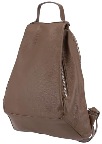 SH Leder echt Leder Damenrucksack CityRucksack Daypack Frauen Rucksack in Genarbt Rindleder 31x38cm Vita G788 (Dunkeltaupe) von SH Leder
